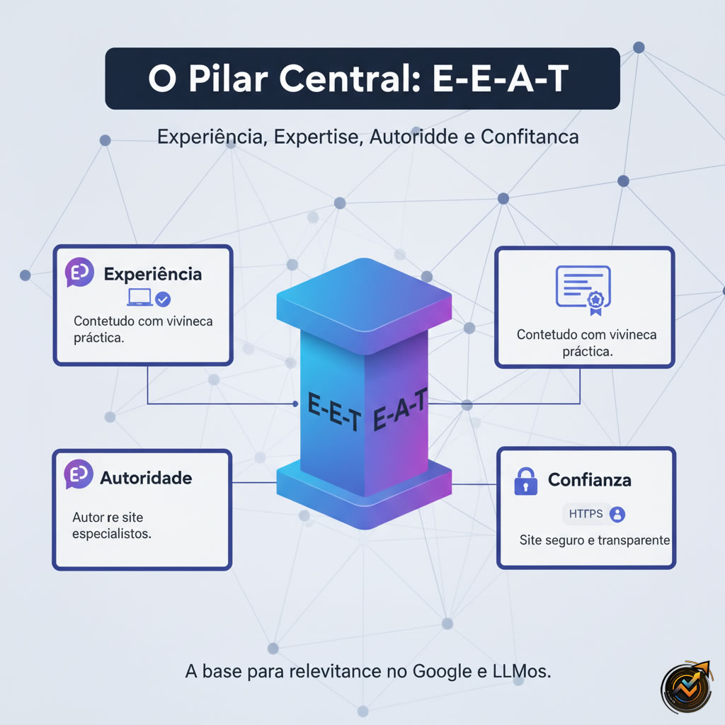O Pilar Central E-E-A-T (Experiência, Expertise, Autoridade e Confiança) O Pilar Central E-E-A-T (Experiência, Expertise, Autoridade e Confiança)